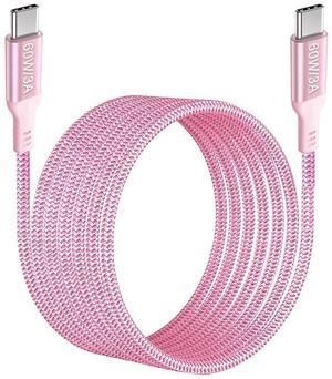 Awnuwuy 60W USB C to USB C Cable 30ft Pink Long Type-C Fast Charging Cord(No Data) for iPhone 15/15 Pro/15 Plus/15 Pro Max,Samsung Galaxy S24 S23 S22 Note 20 10,Pixel 7,MacBook Pro/Air