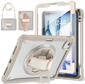 BRAECNstock Case for iPad Air 11 inch M3/M2(2025/2024) and Air 5th/4th Generation 10.9'' & Pro 11inch 4th/3rd/2nd/1st(22/21/20/18) Cover with Pencil Holder,Screen Protector,Hand Stand,Cover-Khaki