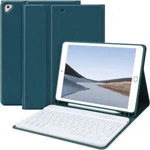 BAIBAO iPad 9th Generation Case with Keyboard 10.2 Inch - Detachable Slim Cover with Pencil Holder, Compatible with iPad 8th/7th Gen, Pro 10.5, Air 3rd (Midnight Green)