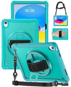 Case for iPad (A16) 11th/10th Generation 11''/10.9'' 2025/2022 Kids with Pencil Holder 360degRotate Handle Strap/Stand