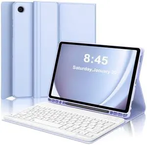AMOUOGOEY Keyboard Case for Samsung Galaxy Tab A9 Plus 5G 11 Inch 2023(SM-X210/X216/X218) - Detachable Wireless Bluetooth Keyboard - Folio Smart Cover with S Pen Holder for Galaxy Tab A9+ 11" (Blue)