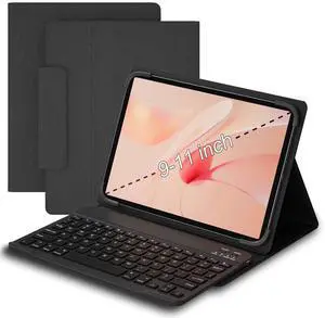 baaaq Universal Tablet Case with Keyboard for 9",9.7",10.1",10.2",10.4",10.5",10.9",11" Tablets, with Removable Wireless Bluetooth Keyboard for iPad, Samsung, Pixel, Other Tablet