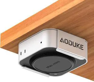 AODUKE Aluminum Alloy Mac Mini M4 Under Table Bracket, 2024 Mac Mini M4 Pro Wall Mount Stand, Hanging Rack Compatible with VESA Hole Monitor Mount or Plaster Wall, Dock Accessories-AJM4-BS