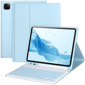 APHBZGE Keyboard Case for iPad Pro 11'' (4th/3rd/2nd/1st Gen), iPad Air (5th/4th Gen) - Detachable Bluetooth Keyboard with Pencil Holder, Blue