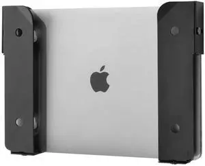 CaSZLUTION Wall Mount and Under Desk Mount Laptop Holder, Universal Laptop Storage Bracket for Devices Up to 1.18" Thick Macbooks, Surface, Keyboards, Tablets & More (Metal Black)