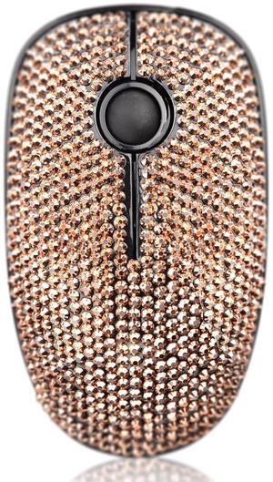 Luxury Bling Crystal Rhinestone 2.4G Ultrathin Silent Wireless Mouse, with Nano Receiver 1600 DPI Precise Control for Notebook Computer PC Laptop MacBook and Chromebook - Rose Gold