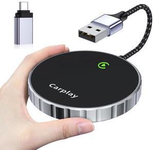 Pro Wireless CarPlay Adapter, 2024 Upgrade, Bluetooth Magic Link, Compatible for Apple CarPlay Wireless Adapter for Cars from 2016 & iPhone iOS 10+ (Circle/Black)