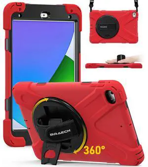 BRAECN for iPad mini 5th&Mini 4th Gen Kids Case,with 360 Rotating Hand Strap/Stand &Shoulder Strap,Protection Rugged Heavy Duty Coverfor iPad mini 5th/4th Gen 7.9 inch (Red)