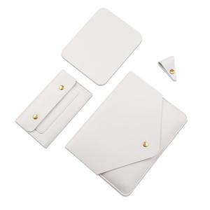 Benfan Tablet Sleeve Compatible with 12.9 iPad Pro Gen 6, Gen5,Gen4,Gen3,Surface Pro 9,Surface Pro X with Small Pouch, Mouse Pad and Cord Organizer, Color White