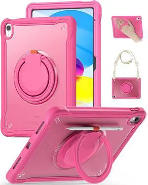 BRAECN for iPad (A16) 11th/10th Generation Case 11 inch 2025/10.9'' 2022 Handle Protective Cover 360 Rotating Ring Stand, Shockproof Dropproof Case for Kids Kickstand & Pencil Holder & Shoulder Strap