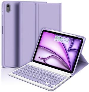 Bettdow for iPad Air 6 11 inch 2025 M3/2024 M2 Keyboard Case,iPad Air 5th/4th 10.9 inch Gen 2022/2020-Detachable iPad Keyboard Case with Pencil Holder,Wireless Keyboard for iPad 10.9" & 11"-Purple