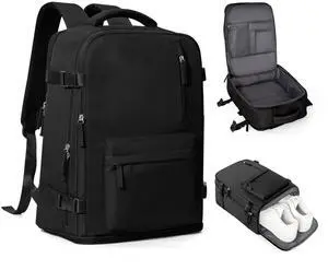 coowoz Travel Backpack For Women Men Airline Approved,Black Carry On Backpack,Large Hiking Laptop College Backpacks Waterproof Outdoor Sports Rucksack Casual Daypack Fit 15.6 Inch Backpacks