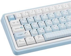 COOMICKEY Dye-Sublimation PBT Keycaps Set, Cherry Profile 145 Keys Winter Blue Cute Keycaps 60 65 75 100 Percent for 61/64/68/84/87/100/104/108 Gaming Mechanical Keyboard