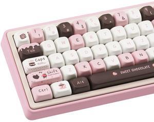 COOMICKEY PBT Keycaps 145 Keys, Dye Sublimation PBT Custom Keycap Set, Pink Chocolate Keycaps, Cute Key Cap FOA Profile Keyboard Keycap Set for Cherry Gateron MX Switches Mechanical Keyboard