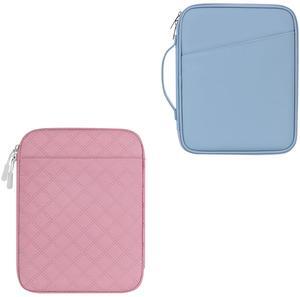 9-11 Inch Tablet Carrying Sleeve, Misty Blue(PU)+Pink(Fabric), 2Pcs
