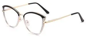 Cyxus Cat Eye Blue Light Blocking Glasses Metal Frame UV Filtering Computer Glasses Clear Lens For Men Women 8171 Black