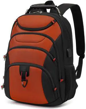 Boavan Laptop Backpack for men, 15.6 inch Laptop Bag with USB Port, Waterproof Travel Work Backpack Purse, Anti-Theft Teacher Nurse Doctor Casual Bookbags Office Business backpack,Deep Orange Black
