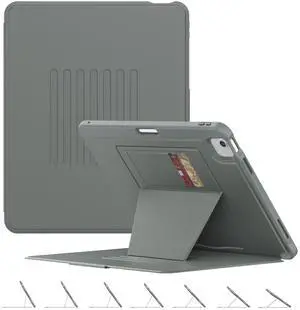 BLOSOMEET Protective Case for New iPad Air 13 Inch M3 2025 & M2 2024 with Magnetic Stand,Auto Sleep/Wake Smart Cover with Pen Holder & Card Slot,Gray