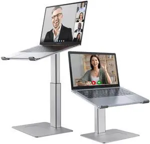 DEEDRR Laptop Stand for Desk, Ergonomic Sitting and Standing Laptop Riser for Notebook MacBook 11-17 Inches,DJ Laptop Stand Adjustable Height from 7-15 Inches Aluminum(Silver)