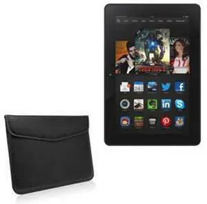 BoxWave Case Compatible with Kindle Fire HDX 8.9 (3rd Gen 2013) - Executive Leather Pouch, Slim Leather Sleeve Cover with Soft Lining - Jet Black