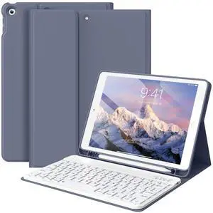 BQDIYOO Keyboard Case for iPad 9th/8th/7th Generation(2021/2020/2019), 10.2 inch iPad 9/8/7 Case with Keyboard, Auto Wake Sleep Cover with Pencil Holder, Purple