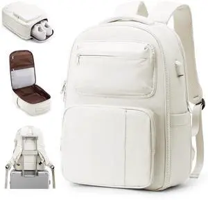 CADOLIM Travel Laptop Backpack For Women Carry On Backpack Airline Approved Computer Work Backpacks For Men Mochila De Viaje Personal Item Travel Bag Beige