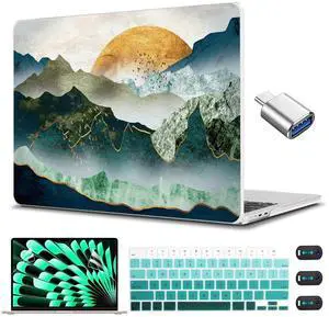 CISSOOK Mountain Case for MacBook Air 15 inch 2025 2024 2023 Release Model A3241 A3114 A2941, Plastic Sunshine and Mountain Scenery Cover for MacBook Air 15.3" M4 M3 M2 with Keyboard Cover