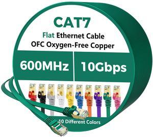 Cat 7 Ethernet Cable 100FT, Flat 10Gbps High Speed Internet Cord, STP Shielded, Pure Copper, Flexible CAT7 RJ45 LAN Network Cable, Compatible with PC, Laptop, PS5, Xbox Modem, Router, PoE, Green Cable Cat 7 Ethernet Cable 100FT, Flat 10Gbps High Speed Internet Cord, STP Shielded, Pure Copper, Flexible CAT7 RJ45 LAN Network Cable, Compatible with PC, Laptop, PS5, Xbox Modem, Router, PoE, Green Cable