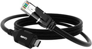 USB C to Ethernet Cable 30 FT, USB Type C to RJ45 Nylon Braided Cord, Gigabit Directly Connected, USB-C to Network Internet Adapter, Compatible with MacBook Pro, iPad Pro, Smartphone, Laptop, PC