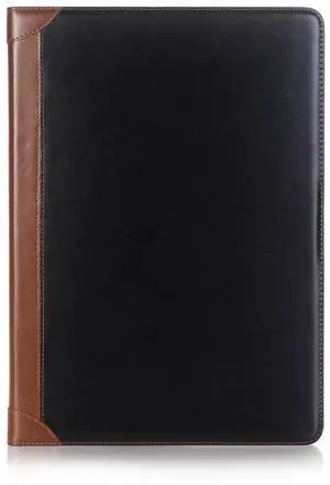 iPad Pro 1st 2nd (12.9'') Case, DMaos Vintage Book Synthetic Leather Stand Folio Smart Cover, Auto Sleep/Wake, Business Document Card Holder - Black