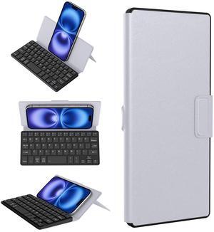 CACOE Mobilephone Mini Bluetooth Keyboard, Ultra-Thin, Portable and Foldable, Dual-Channel, Suitable for Smartphones and iOS/Android/Windows Systems, Grey