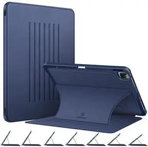 CaseBot Magnetic Case for iPad Pro 12.9-inch 6th Generation 2022, Multiple Angle Shockproof Rugged Stand Case, Soft TPU Back Cover w/Pencil Holder, Also Fit iPad Pro 12.9" 5th/4th/3rd Gen, Navy