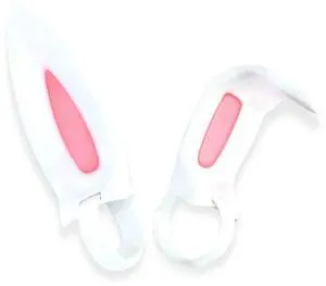 Bunny Ears for Headphones - Adorable Bunny Headphones Attachment in Various Colors with Hidden Self Fastener - Bunny Ears for Gamers and Streamers (Set of 2) (White/Pink, Straight/Bent)