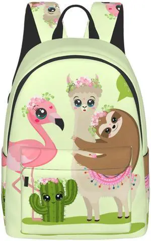 Delerain 16 Inch Backpack Llama Sloth Flamingo Laptop Backpack School Bookbag Shoulder Bag for Travel Daypack