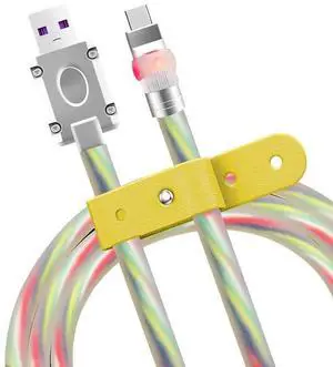 chubbycable Neon Chubby - Fast Charge UFO Neon Cable Durable Charging Cable Ultra-Thick Silicone LED Light Up Phone Charger Cord, Transparent, USB A to Type-C, 6.6FT