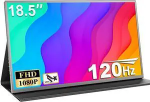 COOLHOOD 18.5 Inch Large Portable Monitor for Laptop, 1080P FHD 120Hz 125% sRGB USB-C HDMI Travel Monitor for Laptop Mac PC Xbox PS4/5 Switch, Portable Screen with Smart Cover, VESA Compatible