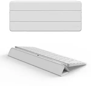 Dexnor Case for Apple Magic Keyboard with Touch ID/Lock Key 2021/2024, Hard Travel Storage Case Dust-Proof Protective Leather Keyboard Cover with Magnetic Closure Adjustable Typing Angles, White