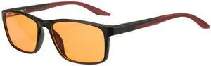 Cyxus Orange Blue Light Blocking Glasses for Men Women Gaming Glasses Redece Eye Strain Sleep Better(8304Y91 Black Frame Wine Red Temple)
