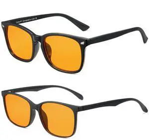 Cyxus 2 Pack Orange Blue Light Blocking Glasses for Men Women Gaming Glasses Redece Eye Strain Sleep Better
