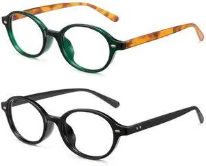 Cyxus 2 Pack Oval Blue Light Glasses for Women Men Fashion UV Blocking Computer Glasses