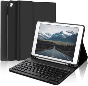 D DINGRICH Keyboard Case for iPad 6th/5th Generation 9.7 inch, Slim Folio Smart Case with Pencil Holder for iPad Air 2, Rechargeable, Detachable Wireless Keyboard with 7 Color Backlit for iPad Pro 9.7