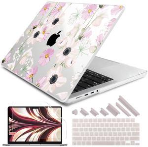DONGKE for M4 MacBook Pro 14 inch Case 2024 2023 2021 A3112 A3401 A3185 M3 A2918 A2992 M2 A2779 M1 A2442 Pro Max with Retina XDR Display & Touch ID, Plastic Hard Shell Cover, Pink Anemone