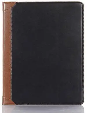 iPad Pro-7 (13-Inch) 2024 Case, DMaos Vintage Book Synthetic Leather Stand Folio Smart Cover, Auto Sleep/Wake, Business Document Card Holder - Black