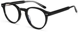 Dollger Blue Light Blocking Glasses For Woman Men Thick Acetate Frame Round Computer BlueLight Glasses Non-Prescription Black