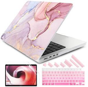 DONGKE for M4 MacBook Pro 16 Inch Case 2024 2023 2021 A3403 A3186 M3 A2991 M2 A2780 M1 A2485 Pro/Max Chip, Plastic Hard Shell Case & Keyboard Cover for Mac Pro 16 with Touch ID, Marble X256