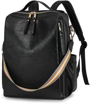 Dora & Liz Laptop Backpack for Women, Leather Travel Backpack with 15.6 Inch Laptop Compartment, College Work Computer Bag