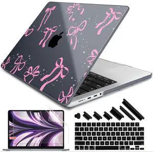 DONGKE for M4 MacBook Pro 14 inch Case 2024 2023 2021 A3112 A3401 A3185 M3 A2918 A2992 M2 A2779 M1 A2442 Pro Max with Retina XDR Display & Touch ID, Plastic Hard Shell Cover, Bows & Stars