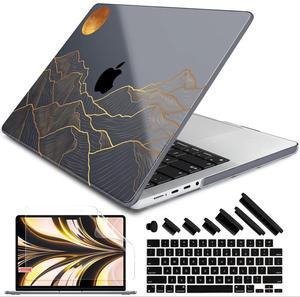 DONGKE for M4 MacBook Pro 16 Inch Case 2024 2023 2021 A3403 A3186 M3 A2991 M2 A2780 M1 A2485 Pro/Max Chip, Plastic Hard Shell Case & Keyboard Cover for Mac Pro 16 with Touch ID, Abstract Mountain