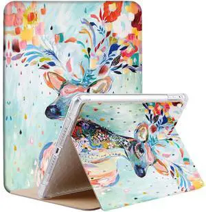 DuraSafe Cases for iPad 5th / 6th Gen & Air 1st / 2nd Gen - 9.7" A1893 A1822 A1566 MRJN2LL/A MR7G2LL/A MP2F2LL/A MP2G2LL/A Book Cover with Air Cushion Corner for Extra Shock Protection - Deer Print