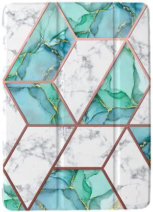 DuraSafe Cases for iPad 8.3 Inch Mini 6th Gen [ Mini 6 2021 ] A2567 A2568 A2569 MK7M3LL/A MLWL3LL/A MK7R3LL/A Lightweight Smart Adjustable Stand Feature Printed Sleek Design Flip Case - Marble Green